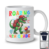 Personalized Custom Name Roaring Into 4th Grade, Funny First Day Of School T-Rex, Students T-Shirt