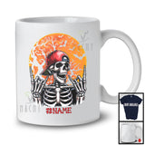 Personalized Custom Name Rocker Rock Skeleton; Creepy Halloween Skeleton Cap; Music T-Shirt