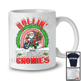 Personalized Custom Name Rollin' With My Gnomies; Joyful Christmas Gnome Dirt Bike; Rainbow T-Shirt