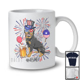 Personalized Custom Name Rottweiler Drinking Beer, Lovely 4th Of July Fireworks, Patriotic T-Shirt