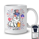 Personalized Custom Name Samoyed Drinking Beer, Lovely 4th Of July Fireworks, Patriotic T-Shirt