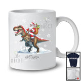 Personalized Custom Name Santa Bartender Riding T-Rex; Proud Christmas Snow; Jobs Careers T-Shirt