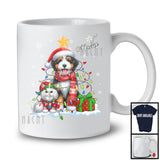 Personalized Custom Name Santa Bernedoodle In Christmas Lights; Lovely X-mas Elf Cat Owner T-Shirt