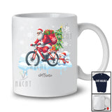 Personalized Custom Name Santa Carrying Christmas Tree On Bicycle; Joyful Snowman Rider T-Shirt