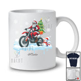 Personalized Custom Name Santa Carrying Christmas Tree On Dirt Bike; Joyful Snowman Driver T-Shirt