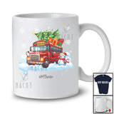 Personalized Custom Name Santa Carrying Christmas Tree On School Bus; Joyful Snowman Driver T-Shirt