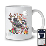 Personalized Custom Name Santa Chihuahua Riding Reindeer Cow; Adorable Christmas Lights Snow T-Shirt