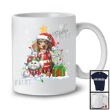 Personalized Custom Name Santa Dachshund In Christmas Lights; Lovely X-mas Elf Cat Owner T-Shirt