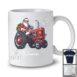 Personalized Custom Name Santa Driving Tractor, Cheerful Christmas Driver Santa X-mas Team T-Shirt