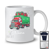 Personalized Custom Name Santa Driving Truck, Cheerful Christmas Driver Santa X-mas Team T-Shirt