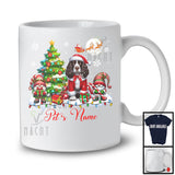 Personalized Custom Name Santa English Springer Spaniel With Gnome, Lovely X-mas Tree, Snow Around T-Shirt