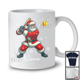 Personalized Custom Name Santa Playing Softball, Joyful Christmas Sport Player, X-mas Team T-Shirt