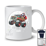 Personalized Custom Name Santa Racing On Monster Truck; Joyful Christmas Lights Moon; Driver T-Shirt