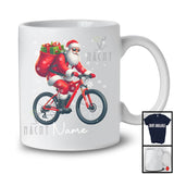 Personalized Custom Name Santa Riding Bicycle, Cheerful Christmas Rider Biker, X-mas Team T-Shirt