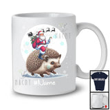 Personalized Custom Name Santa Riding Hedgehog, Merry Christmas Moon Snow Hedgehog, X-mas T-Shirt