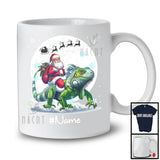 Personalized Custom Name Santa Riding Iguana, Merry Christmas Moon Snow Iguana, X-mas Team T-Shirt