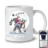 Personalized Custom Name Santa Riding Lemur, Merry Christmas Moon Snow Lemur, X-mas Team T-Shirt