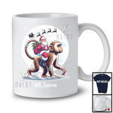 Personalized Custom Name Santa Riding Monkey, Merry Christmas Moon Snow Monkey, X-mas T-Shirt