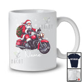 Personalized Custom Name Santa Riding Motorcycle, Cheerful Christmas Rider Biker, X-mas Team T-Shirt
