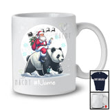 Personalized Custom Name Santa Riding Panda, Merry Christmas Moon Snow Panda, X-mas Team T-Shirt