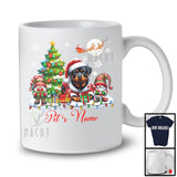 Personalized Custom Name Santa Rottweiler With Gnome, Lovely X-mas Tree, Snow Around T-Shirt