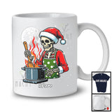 Personalized Custom Name Santa Skeleton Cooking; Awesome Christmas Skeleton; Moon Snowing T-Shirt