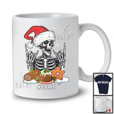 Personalized Custom Name Santa Skeleton With X-mas Dinner; Amazing Christmas Snowing; Family T-Shirt