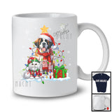 Personalized Custom Name Santa St. Bernard In Christmas Lights; Lovely X-mas Elf Cat Owner T-Shirt