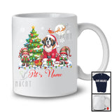 Personalized Custom Name Santa St. Bernard With Gnome, Lovely X-mas Tree, Snow Around T-Shirt