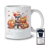 Personalized Custom Name Schnauzer Plaid Pumpkins; Thanksgiving Fall Leaves; Family T-Shirt