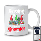 Personalized Custom Name Sewing With My Gnomies; Lovely Christmas Three Gnomes Sewing T-Shirt