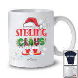 Personalized Custom Name Sibling Claus Crew; Wonderful Christmas Lights Plaid Santa; Family T-Shirt