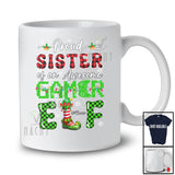 Personalized Custom Name Sister Of An Awesome Gamer Elf; Proud Mother's Day Christmas Plaid T-Shirt