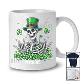 Personalized Custom Name Skeleton Leprechaun; Joyful St. Patrick's Day Shamrocks Skeleton Skull T-Shirt