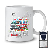 Personalized Custom Name Sleigh All Day; Awesome Christmas Santa Riding Ambulance; Family T-Shirt