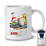 Personalized Custom Name Sleigh All Day; Awesome Christmas Santa Riding Excavator; Family T-Shirt