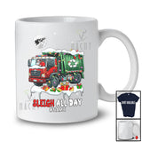 Personalized Custom Name Sleigh All Day; Awesome Christmas Santa Riding Garbage Truck; Family T-Shirt