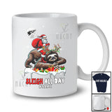 Personalized Custom Name Sleigh All Day; Awesome Christmas Santa Riding Sloth; Family T-Shirt