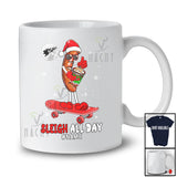 Personalized Custom Name Sleigh All Day; Sarcastic Christmas Santa Sausage On Skateboard T-Shirt