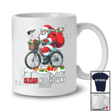 Personalized Custom Name Sleigh All The Way; Awesome Christmas Santa Riding Bicycle; Family T-Shirt