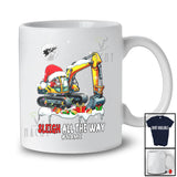 Personalized Custom Name Sleigh All The Way; Awesome Christmas Santa Riding Excavator; Family T-Shirt