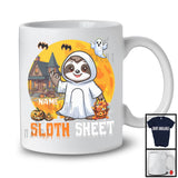 Personalized Custom Name Sloth Sheet, Adorable Halloween Moon Boo Ghost Sloth Lover T-Shirt