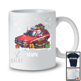 Personalized Custom Name Snowman Driving Police Car, Adorable Christmas Rider, X-mas Team T-Shirt