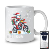 Personalized Custom Name Snowman Riding Dirt Bike, Adorable Christmas Rider, X-mas Team T-Shirt