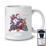 Personalized Custom Name Snowman Riding Motorbike, Adorable Christmas Rider, X-mas Team T-Shirt