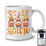 Personalized Custom Name Social Worker Squad; Lovely Thanksgiving Three Gnomes Plaid; Jobs T-Shirt