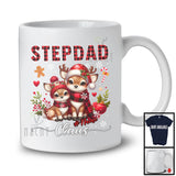 Personalized Custom Name Stepdad Claus; Adorable Christmas Red Plaid Reindeer; Family T-Shirt