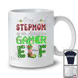 Personalized Custom Name Stepmom Of An Awesome Gamer Elf; Proud Mother's Day Christmas Plaid T-Shirt