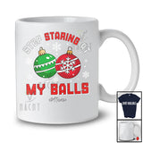 Personalized Custom Name Stop Staring At My Balls; Fantastic Christmas Snowing Ornaments T-Shirt