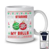 Personalized Custom Name Stop Staring At My Balls; Fantastic Christmas Sweater Ornaments T-Shirt